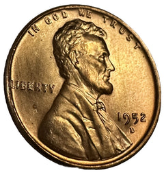 1952-D 1C RD Lincoln Wheat Cent Gem BU Lot #1952-D