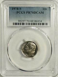 1978 S 10C Roosevelt Dime Proof PCGS GRADED PERFECT PR70DCAM. (Guide Price $25)