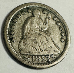 1853-O Seated Liberty Half Dime FINE As Pictured# SLHD 1853-O