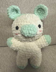 Handmade Crochet Moo Cow  Cute Stuffed Animal 9” W/ Free Frog ( Great Gift).