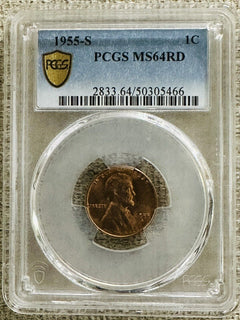 1955-S Lincoln Wheat One Cent  PCGS MS64RD  # LP 1955-S MS64RD #2