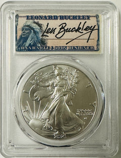 2021 $1 Silver Eagle T2 First Production PCGS MS70 Leonard Buckley # OA 120