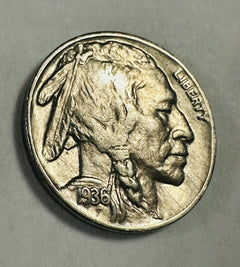 1936-P Buffalo Nickel AU+ W/Bold Date & Full Horn As Pictured # BN 1936-P BDFHAP