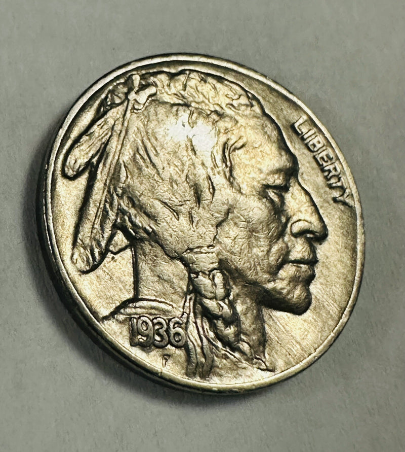 1936-P Buffalo Nickel AU+ W/Bold Date & Full Horn As Pictured # BN 1936-P BDFHAP