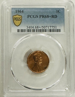 1964  LINCOLN MEMORIAL CENT RARE GOLD SHIELD LABEL  PCGS PR68RD # LMC 1964 68+
