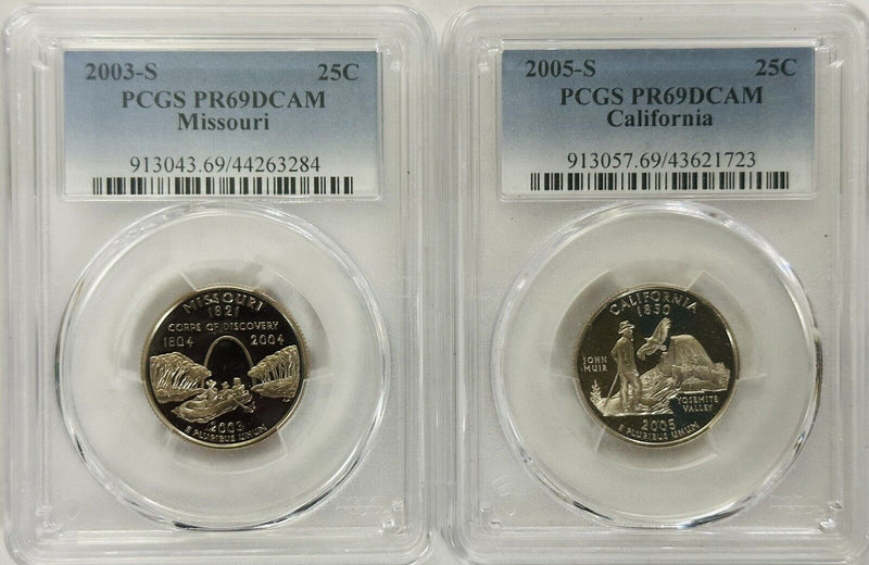 Lot Of 2 PCGS Graded PR69DCAM State Quarter ( Missouri & California) # OA  49