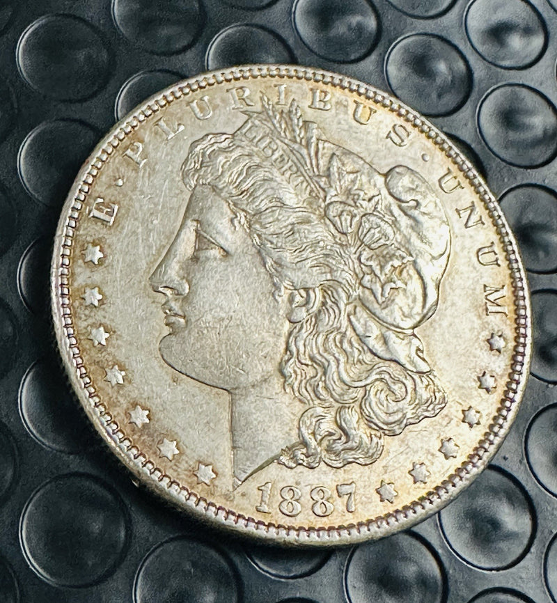 1887 p morgan silver dollar AU-UNC Lightly Toned AS SHOWN #1887-P LT AS