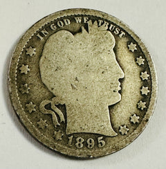 1895-P Barber Quarter 90% Silver, 130 years Old As Shown # BQ 1895-P