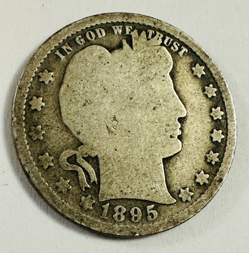 1895-P Barber Quarter 90% Silver, 130 years Old As Shown # BQ 1895-P