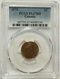 1975 CANADA PCGS PL67RD ONE CENT #C 1975 PL67 RD(4)