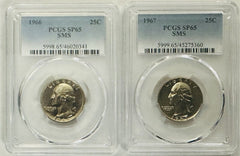 Lot Of 2 Coins From 1966 & 67 Spec. Mint Set PCGS SP65 (PCGS BOOK Val $28)#OA 51