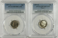 Wow! 1970'S lot of 2 pcgs Perfect PR70DCAM coins (Pls Read Description) #JN PR70