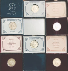 George Washington silver commemorative half dollar(3 proof & 3 uncirculated).