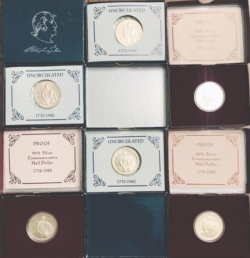 George Washington silver commemorative half dollar(3 proof & 3 uncirculated).