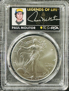 2024 $1 American Silver Eagle 1oz PCGS MS70 FS Legends of Life Paul Molitor
