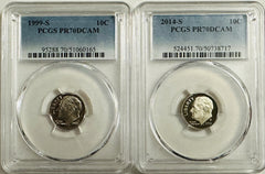 Lot Of 2 Perfect PCGS PR70DCAM COINS~90's & 2000's (top Grade None Better) OA 00