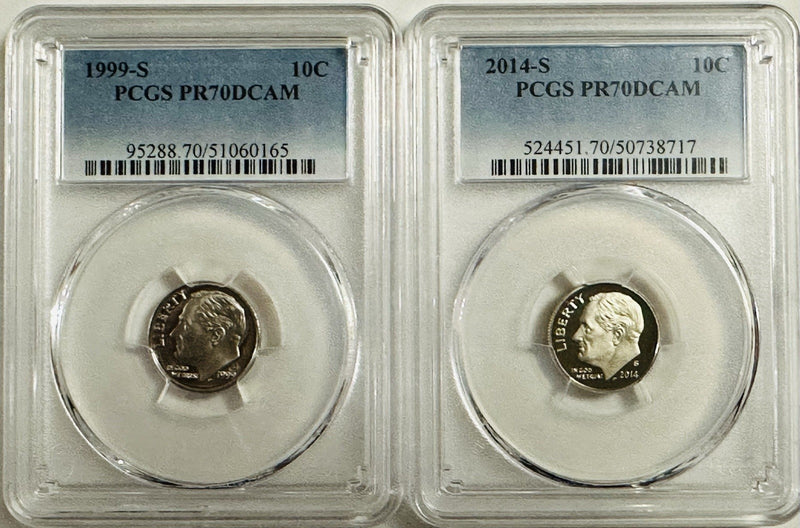 Lot Of 2 Perfect PCGS PR70DCAM COINS~90's & 2000's (top Grade None Better) OA 00