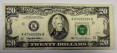 1995 $20 Crisp Federal Reserve Bank Note AU # K67402594B