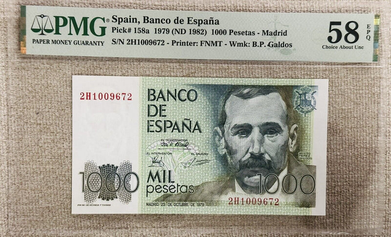 Spain 1982 1000 Pesetas Madrid Ch AU 58 EPQ PMG