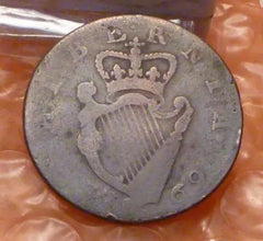 Original 1769 George III  Colonial HIBERNIA Half  Penny As Pictured #1769 G |||