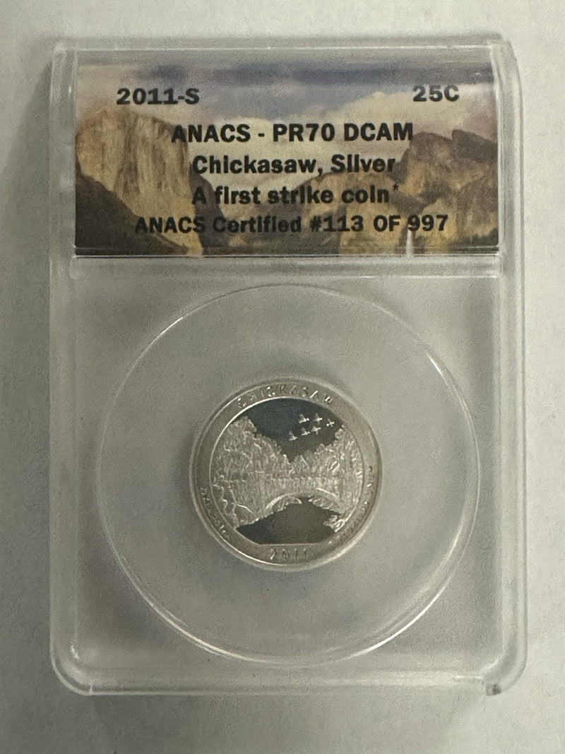 2011 S Silver Chickasaw NP Quarter ANACS PR70DCAM~Top Grade None Better~#OA169