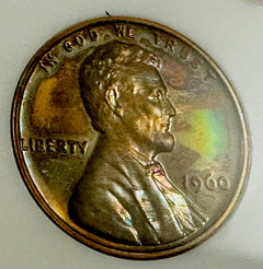 1960 proof 5-coin set in original capital holder( Lincoln Cent Toned)# PS 1960