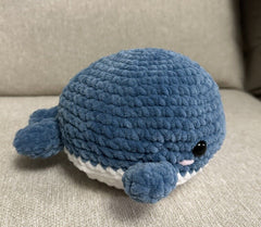 Handmade Crochet  Cute Medium whale ( 8 Inches) As Shown. (Great Gift Ideas)