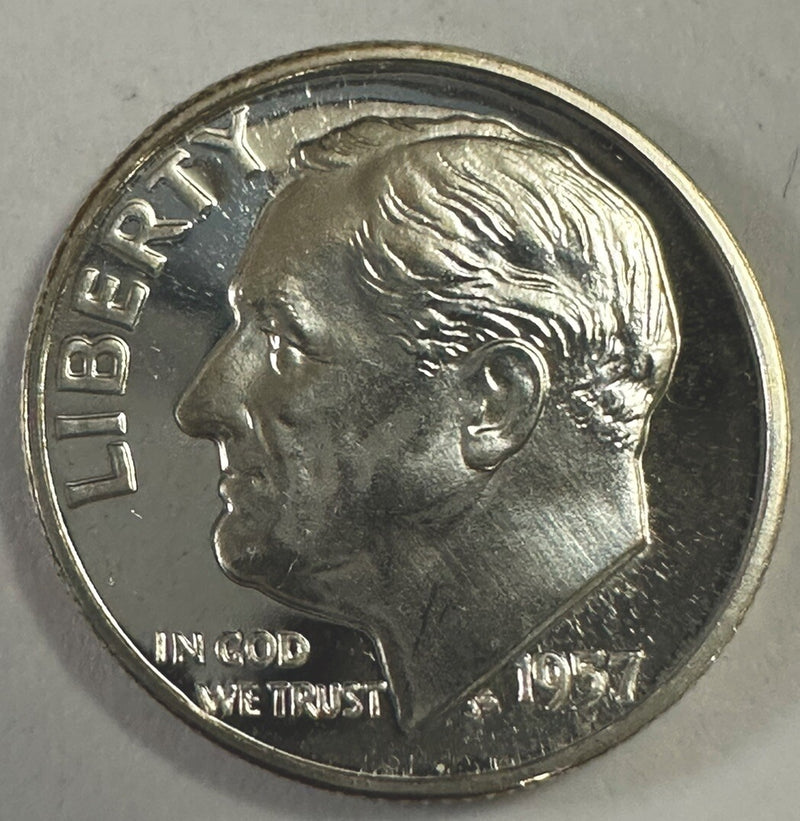 1957 Roosevelt Dime Gem Proof 90% Silver  Rim Toning # RD 1957 GPRT “FREE S/H”