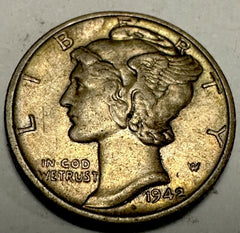 1942 P Mercury Dime Toned AU-Uncirculated Beauty  Lot # MD 1942-P TD