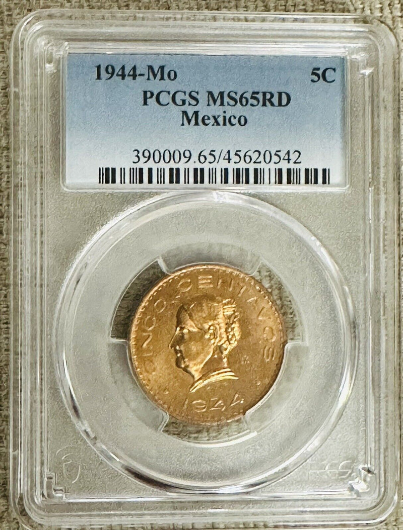 1944 Mo Mexico 5 Centavos PCGS MS65RD # M5C 1944-MO( Lowest Price) Trending $85+