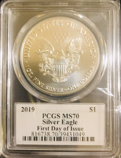 2019 $1 American Silver Eagle Dollar 1st Day Issue MS70 Leonard Buckley Lot 206