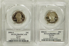 Lot Of 2 Silver (TX & FL) State Quarters PR69DCAM # (TX & FL-Silver)
