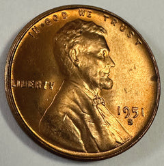1951 S Lincoln Wheat Cent Choice BU Brilliant Uncirculated (S Over  S) #LP 1951S