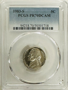 1983-S JEFFERSON NICKEL PCGS PR70DCAM (HIGHEST GRADE) Lowest Price