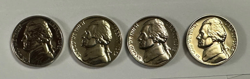 Lot Of 4 Gem Proof Jefferson Nickel Orig. Mint Cello(1961-1964)  #JNP (61-64)