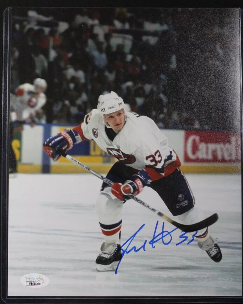 BENOIT HOGUE SIGNED AUTO NEW YORK ISLANDERS 8x10 PHOTO w/JSA CERT COA