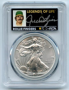 2021 (P) $1 Silver Eagle Emergency T1 PCGS MS70 Legends of Life Rollie Fingers