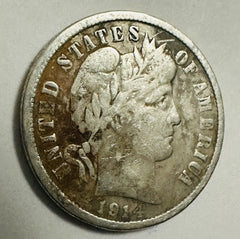 1914 D Silver Barber Dime Scarce Semi Key Date   XF # BD 1914-D XF