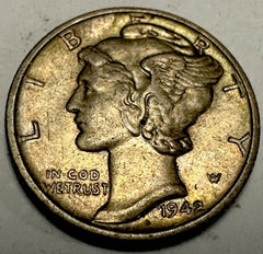 1942 P Mercury Dime Toned AU-Uncirculated Beauty  Lot # MD 1942-P TD