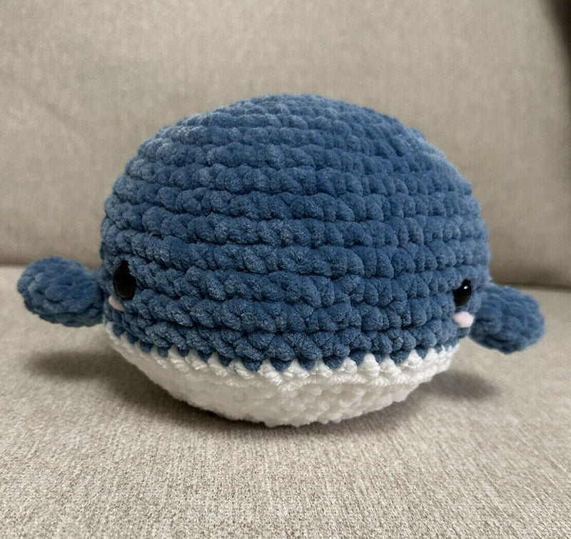 Handmade Crochet  Cute Medium whale ( 8 Inches) As Shown. (Great Gift Ideas)