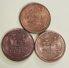1954-P 1954-D 1954-S LINCOLN WHEAT CENT SET - CHOICE/GEM BU!!! #3-0883 Free Ship