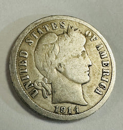 1914 Silver Barber Dime As Pic- Nice coin at a great price +FREE SHIPPING' #BD#7