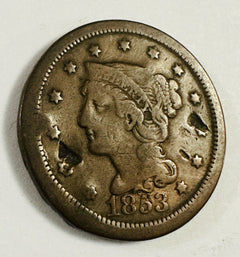 1853 Braided Hair Large Cent  As Pictured ( Low Price)  #BHLC 1853