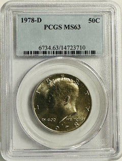 1978-D 50C Kennedy Half Dollar-PCGS Graded MS63- Low Price # KHD 1978-D MS63