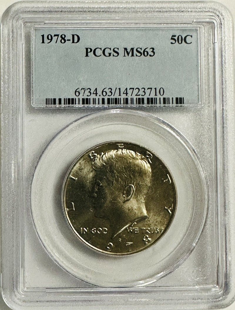 1978-D 50C Kennedy Half Dollar-PCGS Graded MS63- Low Price # KHD 1978-D MS63