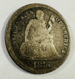 1876 P Seated Liberty Silver Dime-Full Date & Fine Details Low Mintage # SLD1876