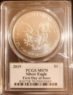 2019 $1 American Silver Eagle Dollar 1st Day Issue MS70 Leonard Buckley Lot 206