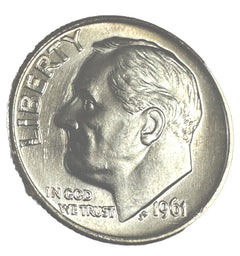 1961-P Roosevelt Dime Gem BU 90% Silver Lot # 1961-P