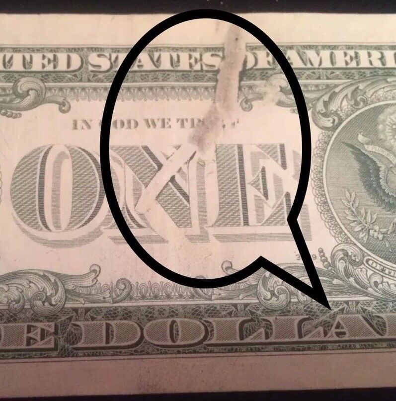 Us Paper Bills $1 Ink Error (very Unique Error)