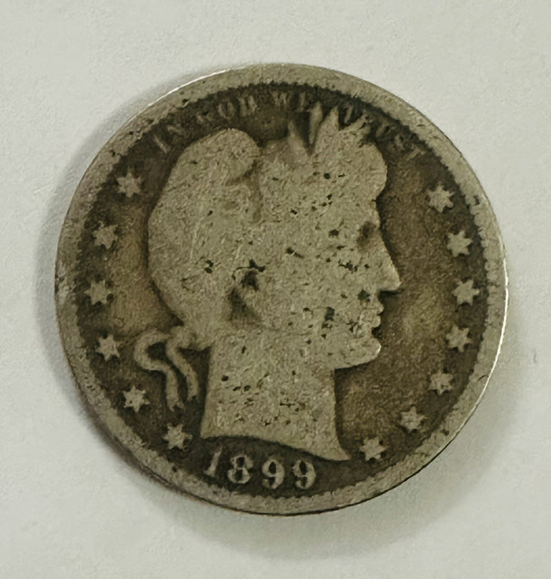 1899 Barber Silver Quarter VG-Fine As Pictured # BSQ 1899 VG-F